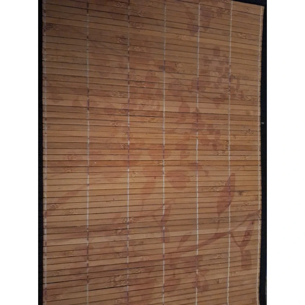Set of 6 Natural Bamboo Slat Placemats   with  Black Trim - 19 